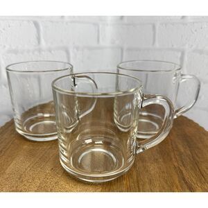 Set of 3 - Vintage Made in France Clear Coffee / Tea Mugs
